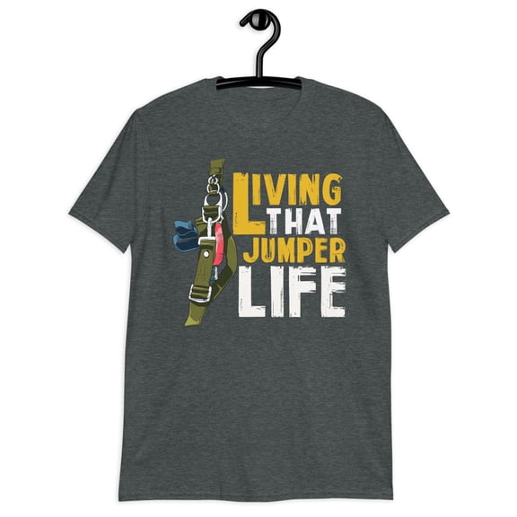 Living That Jumper Life Funny Novelty T-Shirt (Dark Heather, 2XL)