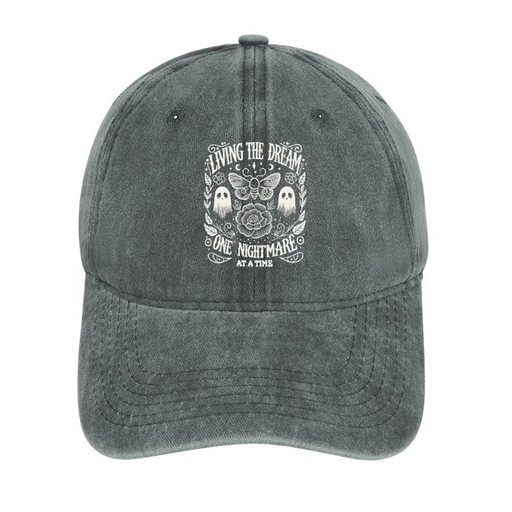 Living The Dream Gray Baseball Cap for Men Women, Adjustable Snapback Hats Cotton Hat