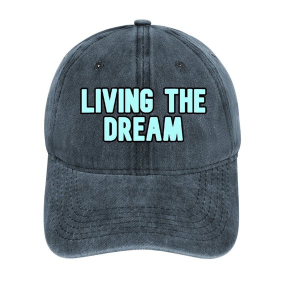 Living The Dream Navy Baseball Cap for Men Women, Adjustable Snapback Hats Cotton Hat