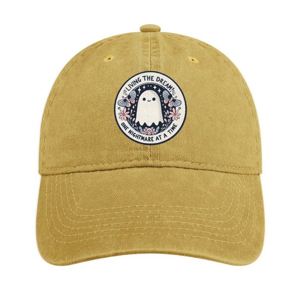 Living The Dream Sand Colour Baseball Cap for Men Women, Adjustable Snapback Hats Cotton Hat