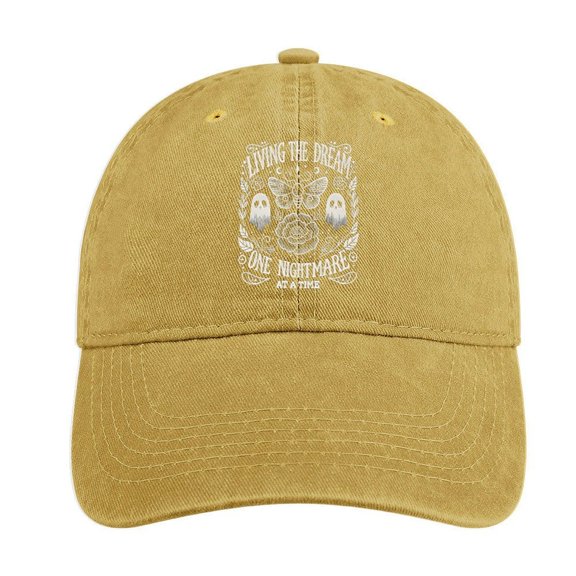 Living The Dream Sand Colour Baseball Cap for Men Women, Adjustable Snapback Hats Cotton Hat