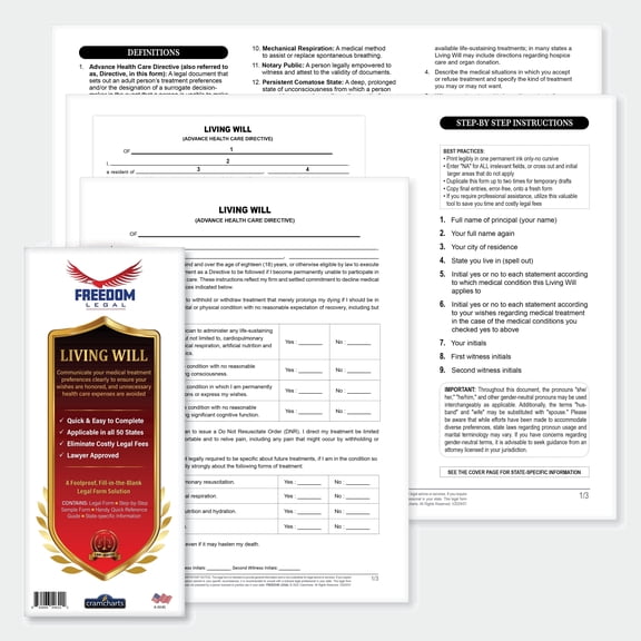 Living Will Legal Forms Kit, Estate Planning Document Template (DIY)