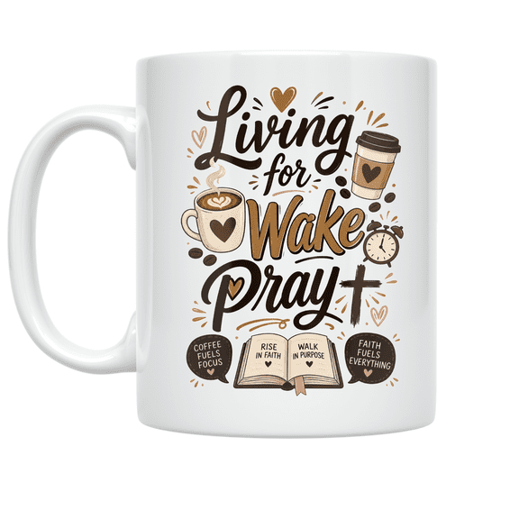 Living for Wake Pray - Coffee Enthusiast - 11 oz Ceramic Coffee Mug