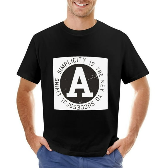 Living simplicity Vintage T-shirt Mens Cotton Classic Crewneck Short Sleeve Tees Unisex Black M