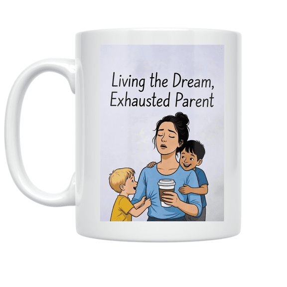 Living the Dream Exhausted Parent Design - Parenting Enthusiast - 11 oz Ceramic Coffee Mug