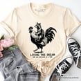 thumbnail image 1 of Living the Dream Funny Rooster and Raccoon T-Shirt, Sarcastic Quote Tee, 1 of 6