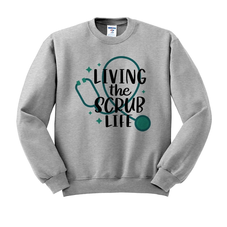 Long Sleeve Living the Scrub Life Unisex Sweatshirt, X-Large, Grey