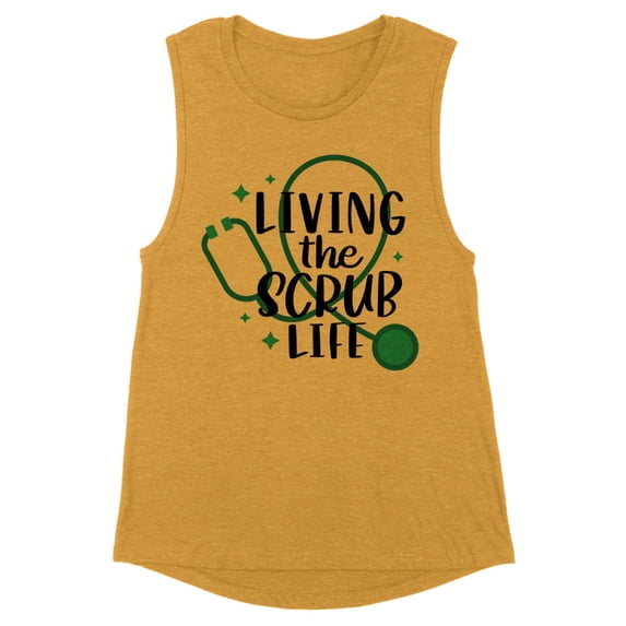 Living the Scrub Life Women's Muscle Tank Small Antique Gold