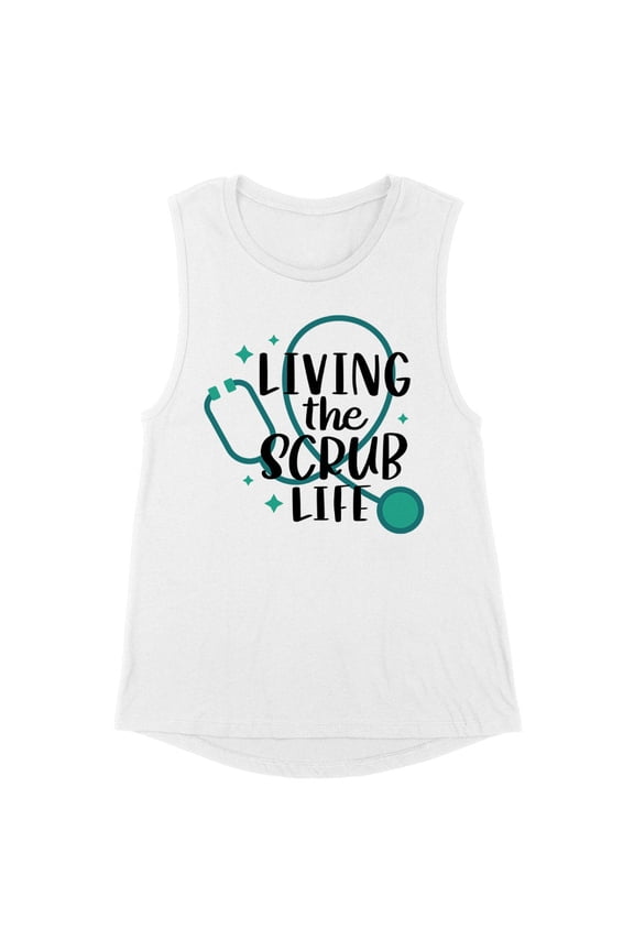 Living the Scrub Life Women's Muscle Tank X-Small White