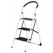 LivingSURE 3 Step Ladder Stool Combo with Handgrip, Anti-slip Folding Step Stool, Extra Wide Pedal Step Sturdy Household Ladder, Comfortable Backrest