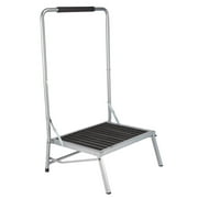 LivingSURE Extra Wide Folding Step Stool with Foam-Grip Handle – Non-Slip Surface, Lightweight Steel Frame, Adds 8" Height – Compact Safety Step for Kitchen, Bathroom, Bedroom & Indoor Use