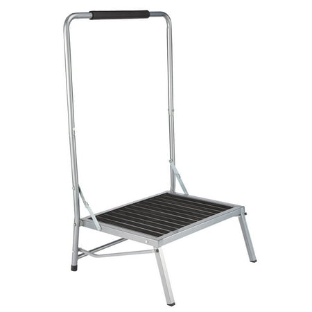 LivingSURE Extra Wide Folding Step Stool with Foam-Grip Handle – Non-Slip Surface, Lightweight Steel Frame, Adds 8" Height – Compact Safety Step for Kitchen, Bathroom, Bedroom & Indoor Use