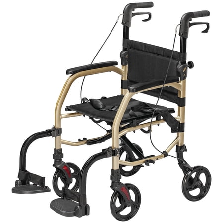 LivingSURETM Aluminum Transport Chair, Crafted with Durable Metal, Walkers/Rollers/Transport Chairs, Holds up to 300 Pounds - Measures 16 7/8" W x 15 1/2" D