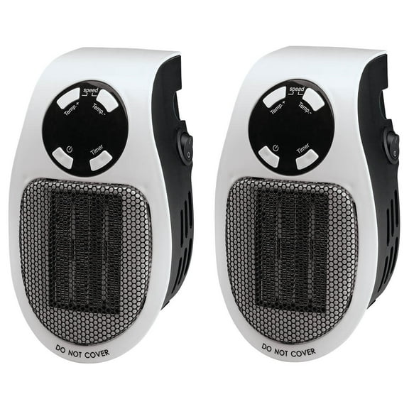 Set of 2 Plug-In Portable Mini Heaters - Ultra-Compact Design - Quiet and Energy-Efficient - 400-600W Each - Temperature Range 60-90oF - Overheat Protection - UL and CTL Certified - Programmable Ther