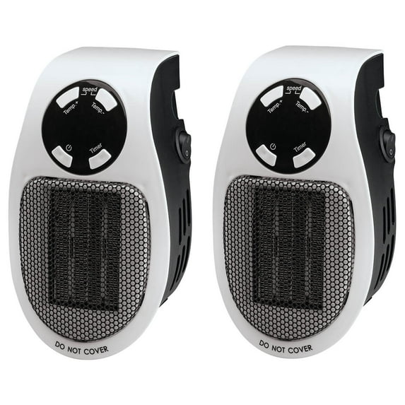 Set of 2 Plug-In Portable Mini Heaters - Ultra-Compact Design - Quiet and Energy-Efficient - 400-600W Each - Temperature Range 60-90oF - Overheat Protection - UL and CTL Certified - Programmable Ther