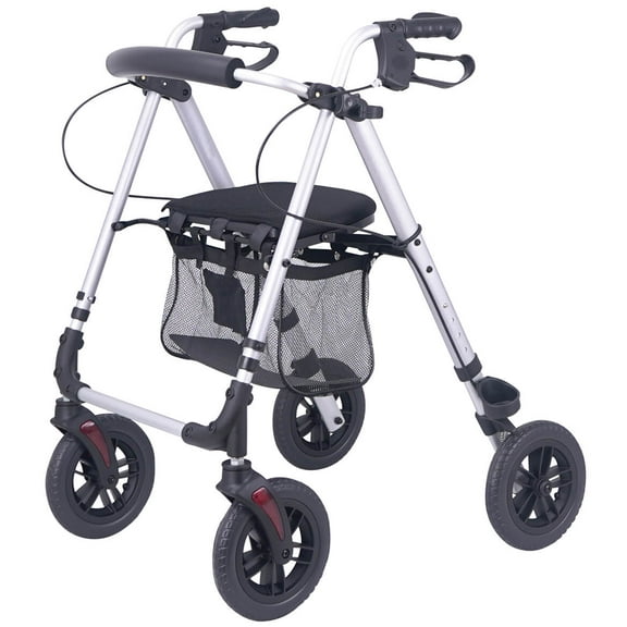 LivingSURETM Ultra Lite Folding Rollator XL, Silver