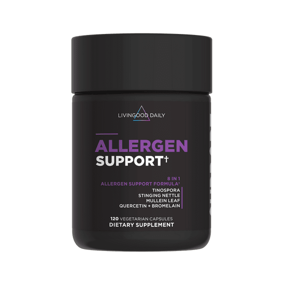 Livingood Daily Allergen Support, 120 Capsules - Natural Allergy Relief - Immune Support Supplement