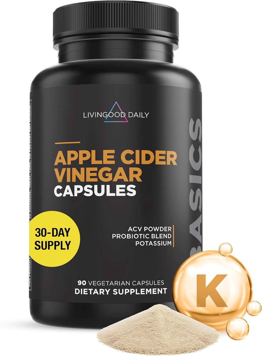 Livingood Daily Apple Cider Vinegar Capsules with Mother 1500mg, 90 Capsules - 3 in 1 ACV Pills for Women & Men - Gut Health, Appetite & Weight