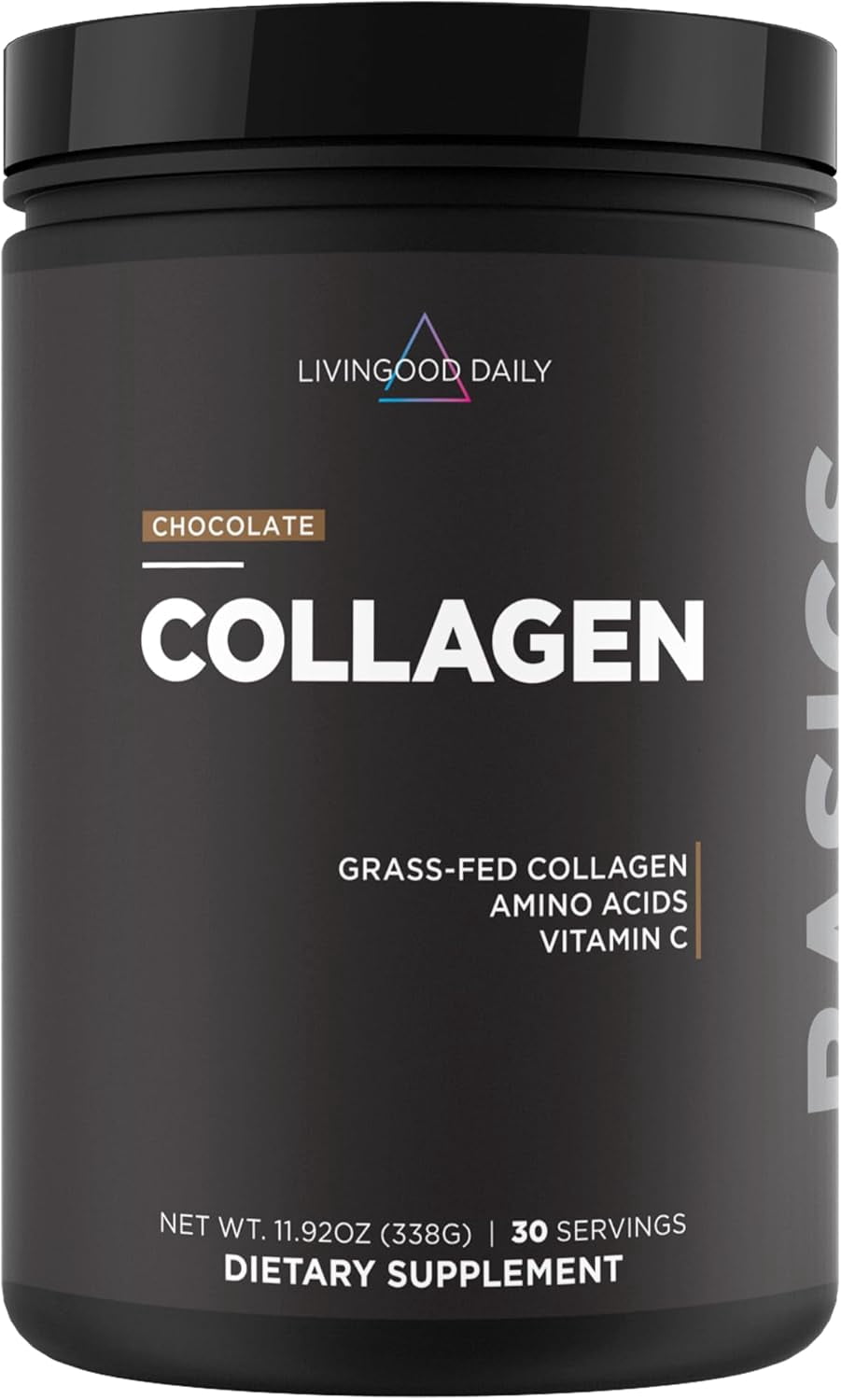 Livingood Daily Chocolate Collagen Powder for Women & Men, Hydrolyzed Collagen Peptides Powder with Vitamin C, Protein with 20 Amino Acids, Type I & III, Grass Fed, Keto, Paleo, Gluten Free, 30 Srvgs