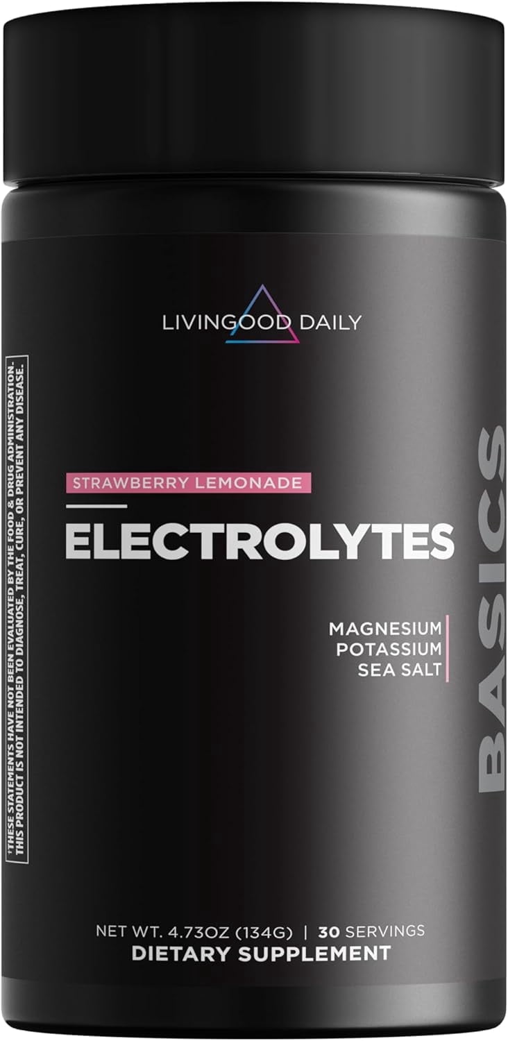 Livingood Daily Electrolytes Powder, Electrolytes Hydration Drink Mix With Vitamin C, Magnesium, Taurine & Sea Salt, Electrolyte Supplement For Energy & Hydration, Keto, Strawberry Lemonade, 30 Srvgs