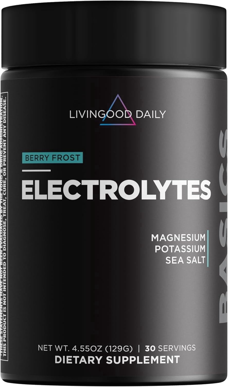 Livingood Daily Electrolytes Powder, Electrolytes Hydration Drink Mix With Vitamin C, Magnesium, Taurine & Sea Salt, Electrolyte Supplement For Energy & Hydration, Keto, Berry Frost Flavor, 30 Srvgs