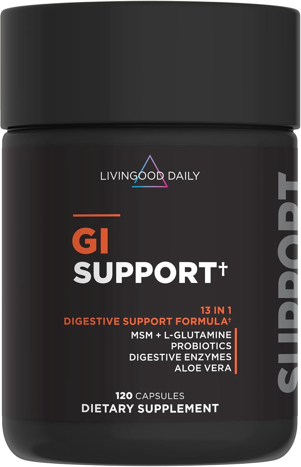 Livingood Daily Gut Health Supplement - 13in1 GI Support w/ L Glutamine, MSM, Digestive Enzymes, 120 Capsules
