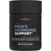 Livingood Daily Men's Hormone Support Supplement for Vitality & Balance, 14-in-1 Testosterone Booster for Men with Ashwagandha, Maca, DIM, Zinc, Saw Palmetto, Vitamin B12 & More, Vegan, 120 Capsules