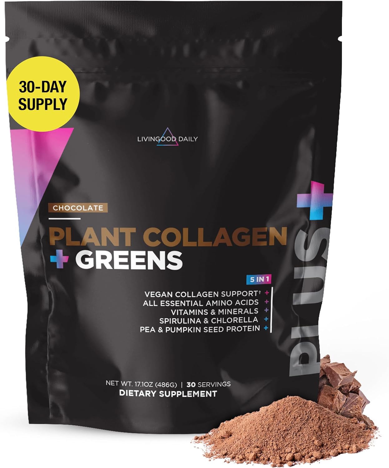 Livingood Daily Plant Collagen Powder (Chocolate) Collagen Protein