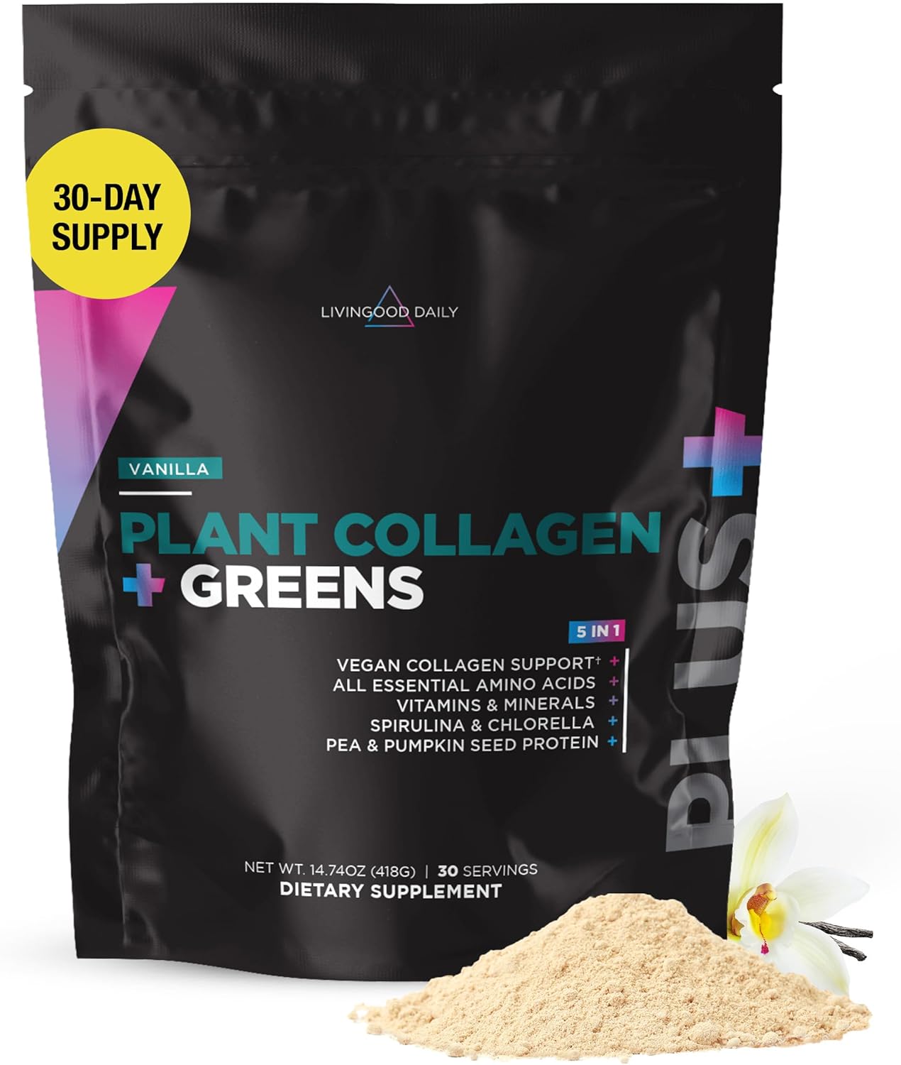 Livingood Daily Plant Collagen Powder (Vanilla) Collagen Protein
