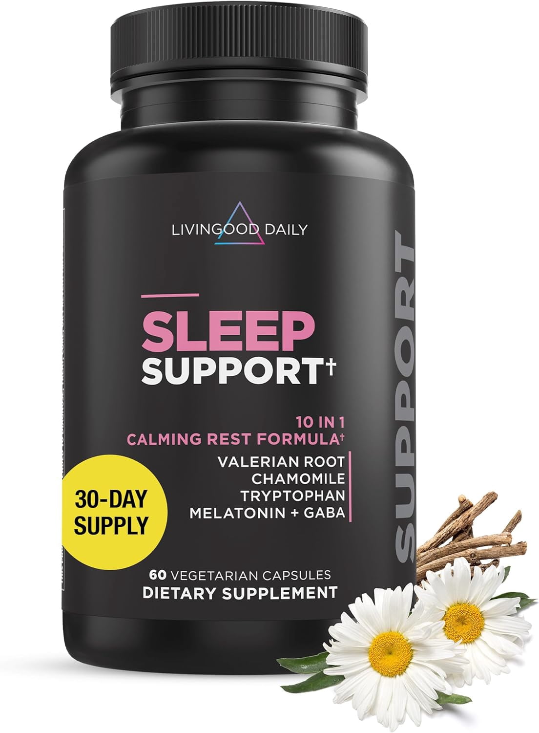 Livingood Daily Sleep Support Supplement - 10-in-1 Sleep Aid Formula, 60 Capsules