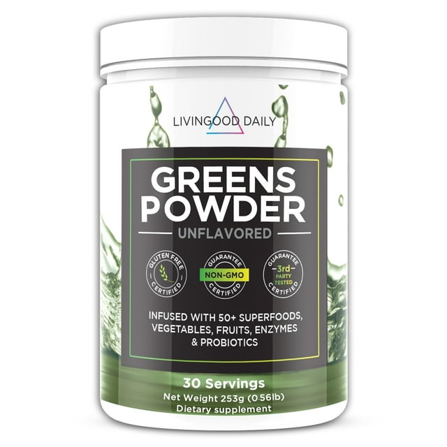 Livingood Daily Super Greens Powder Unflavored Green Superfood Powder