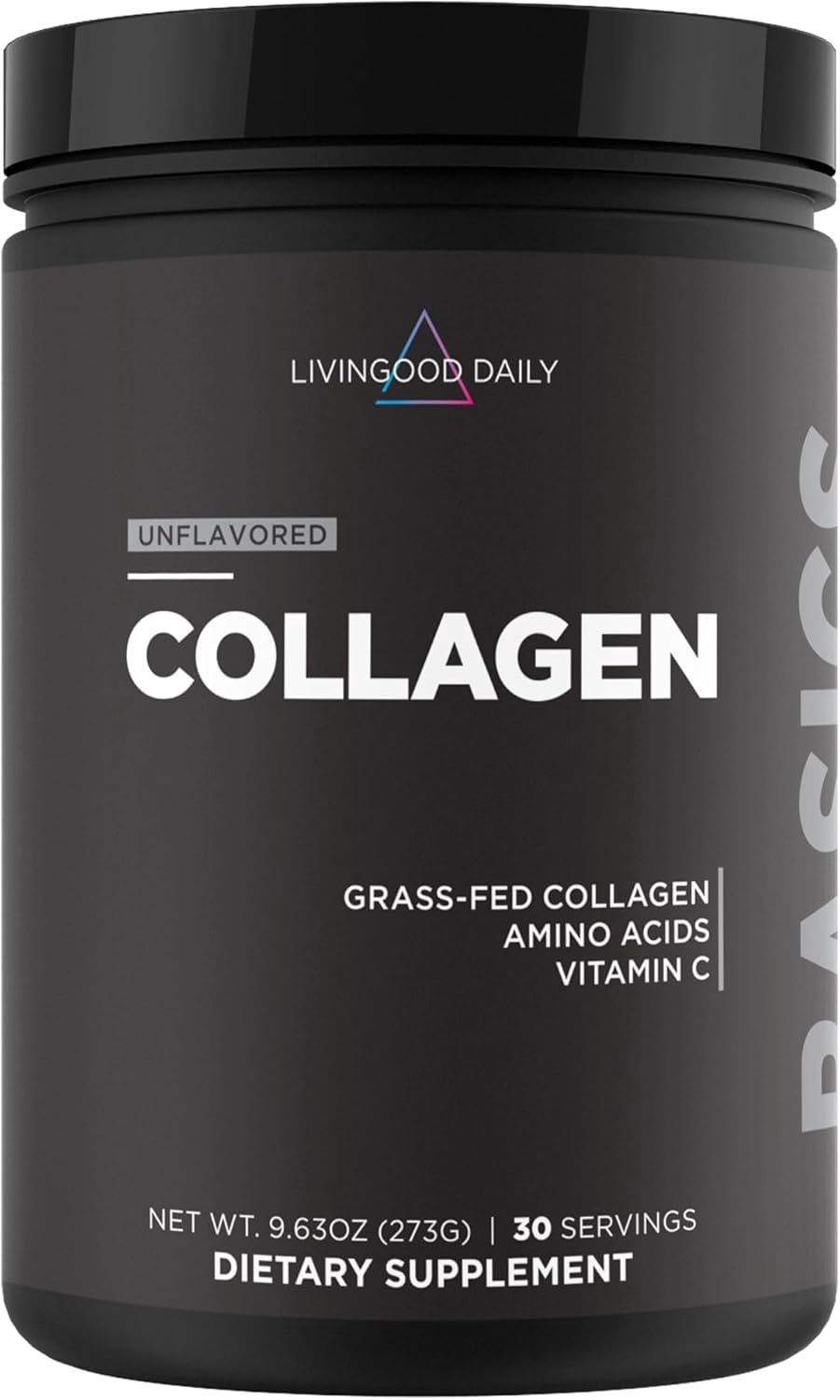 Livingood Daily Unflavored Collagen Powder for Women & Men, Hydrolyzed Collagen Peptides Powder with Vitamin C, Protein with 20 Amino Acids, Type I & III, Grass Fed, Keto, Paleo, Gluten Free, 30 Srvg