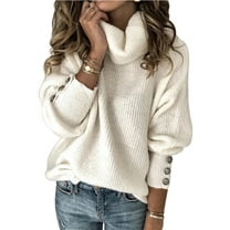 Livingsenburg by Livingsenburg Women's Turtleneck Solid Sweater, Knitted Pullover Casual Knitwear