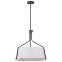 Livingston 4-Light Pendant E26 Base 60w Putty Grey Finish White Fabric Shade