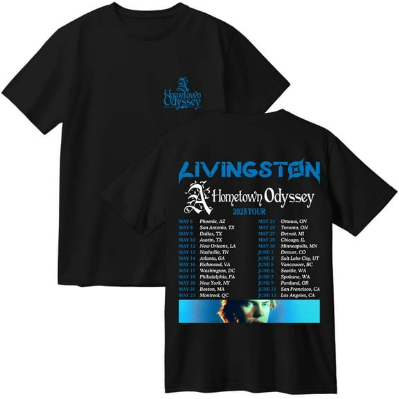 Livingston A Hometown Odyssey 2025 Tour Merch Cotton T-Shirt Women Men Casual Crewneck Short Sleeve Tee