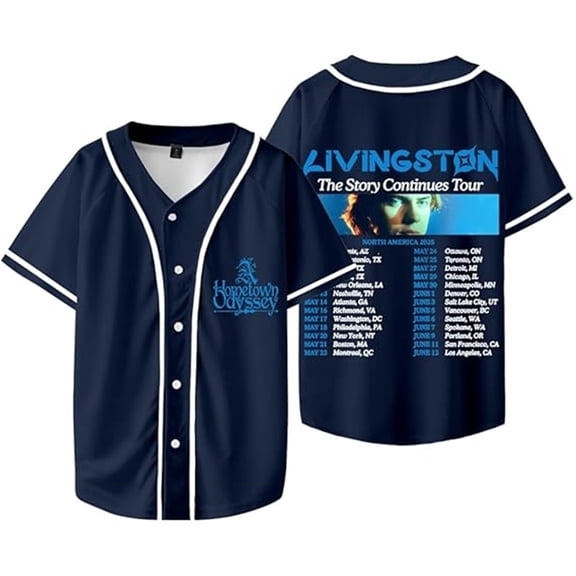 Livingston Merch Baseball Tee Women Men Casual HipHop Streetwear Summer Printed Short Sleeve