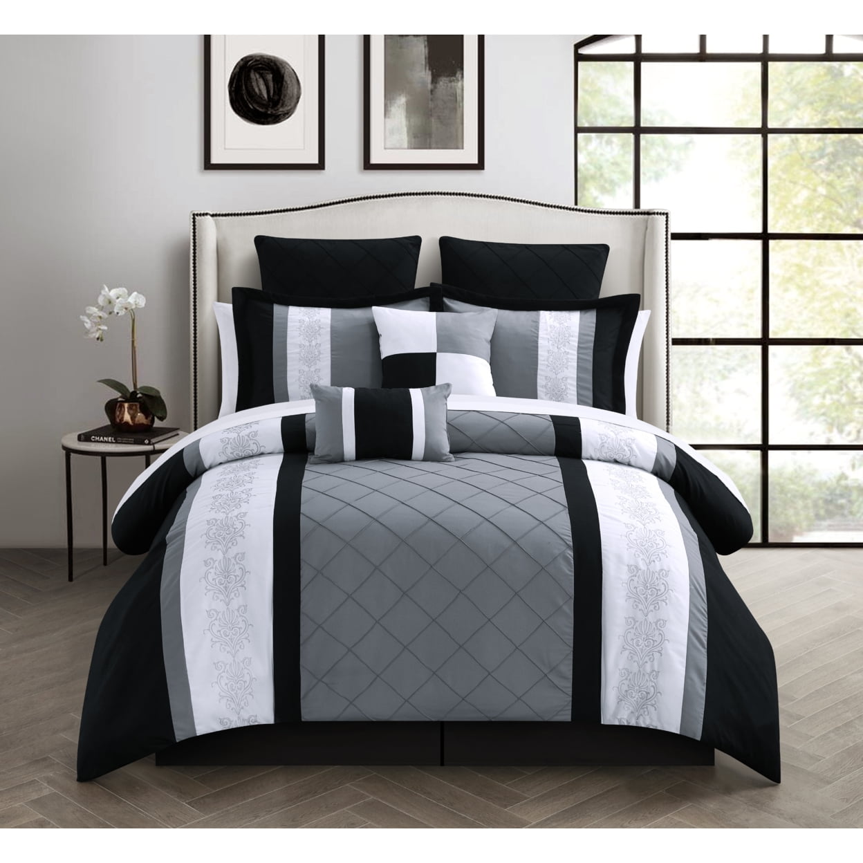 Luxurious Gray Down Alternative King Comforter Set with Microfiber Softness