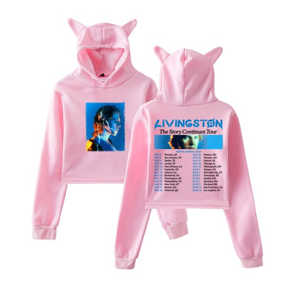 Livingston The Story Continues Tour 2025 Merch Pullover Female Cat Ears Hoodie Long Sleeve Tee