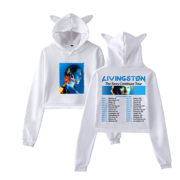 Livingston The Story Continues Tour 2025 Merch Pullover Female Cat Ears Hoodie Long Sleeve Tee