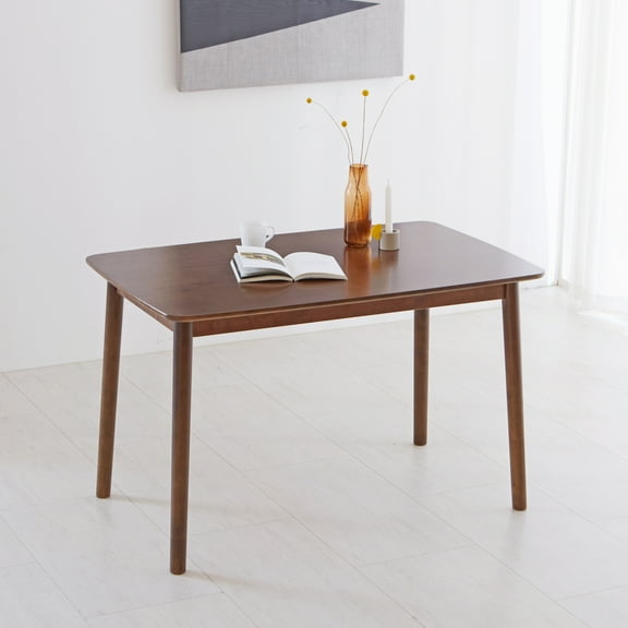 Livinia Aslan 47" Wooden Dining Table/Mid Century Modern Malaysian Oak Kitchen Table (Walnut)