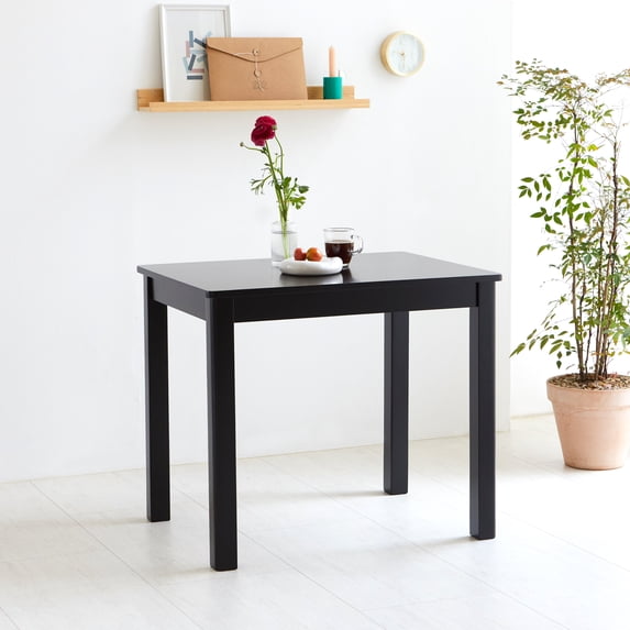 Livinia Cabin 33.5" Wooden Dining Table/Small Rectangular Modern Farmhouse Solid Wood Kitchen Table Desk (Black)
