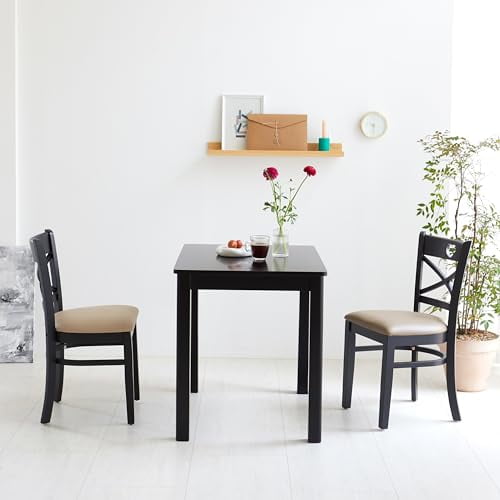 Livinia Cabin 33.5" Wooden Dining Table/Small Rectangular Modern Farmhouse Solid Wood Kitchen Table Desk (Black)