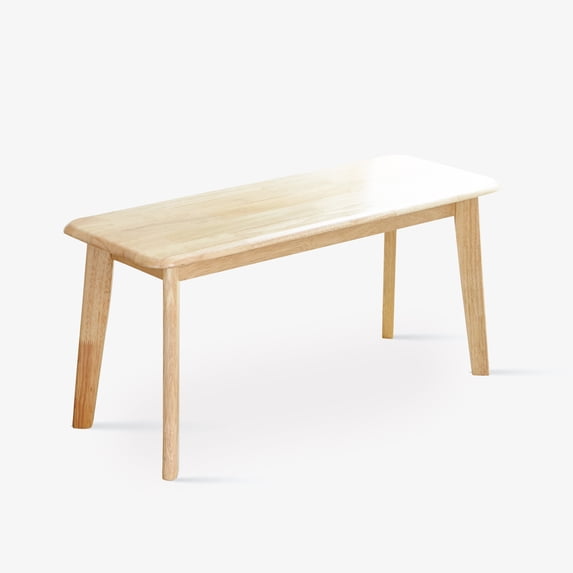 Livinia Canberra 37.4" Rectangular Wooden Dining Bench / Mid Century Modern Malaysian Oak Entry Way Bench (Natural-Oak)