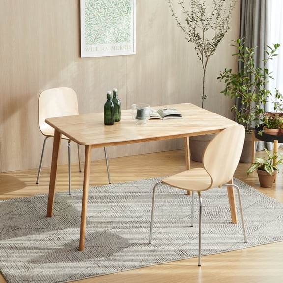 Livinia Canberra 47.2" Rectangular Wooden Dining Table/Mid Century Modern Malaysian Oak Kitchen Table (Natural-Oak)