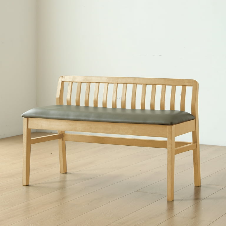 Livinia Jeno Collection Rectangular Oak Modern Dining Room Bench with Cushioned Seat Natural Walmart