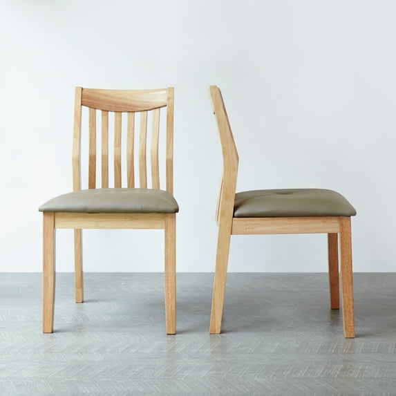 Livinia Jeno Slat Back Wooden Dining Chairs Set of 2 (Natural)