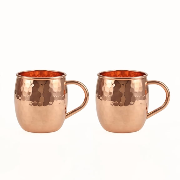 Livinwise Copper Mule Mug, Handcrafted Shiny Moscow Mule Beer Mug Cup, Cocktail Serveware, Drinkware & Barware, Ideal for Cocktails, Drinks, & Gifts, Best for Parties (500 ml) Set of 2