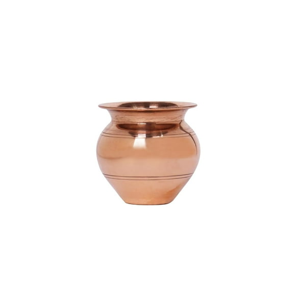Livinwise Nitya Copper Kalash Size 2 140g | Large Copper Lota for Puja, Worship & Temple | Puja Essentials for Home Mandir | Traditional Tambe Ka Lota for Water 3.3" Height, 3.4" Width