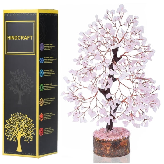 Livinwise Rose Quartz Feng Shui Tree | Healing Crystal Tree for Home & Office | Spiritual Energy & Love Tree for Living Room & Hall | Unique Gift for Men & Women  Wedding & More (Copper Wire)