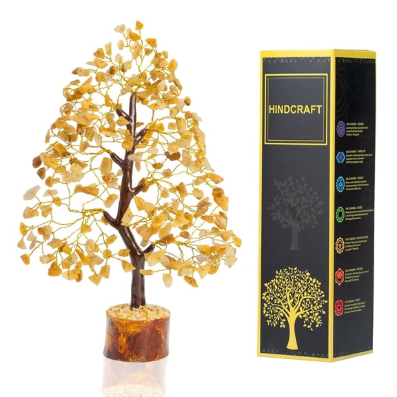 Livinwise Yellow Aventurine Healing Crystal Tree | Artificial Tree for Home Decoration | Positive Energy & Prosperity Tree | Thoughtful Gift for Men & Women Housewarming, Wedding Gift (Golden Wire)